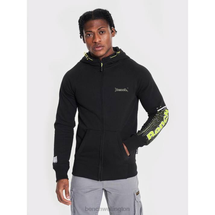 Bench Men Black LUCIAN Zip Through Sweat Hoodie 486062