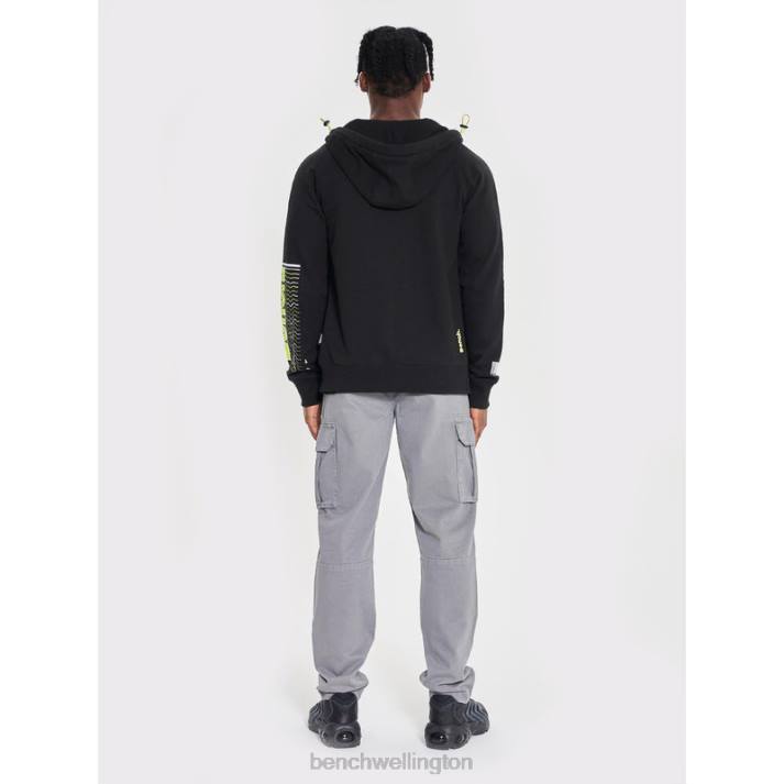 Bench Men Black LUCIAN Zip Through Sweat Hoodie 486062