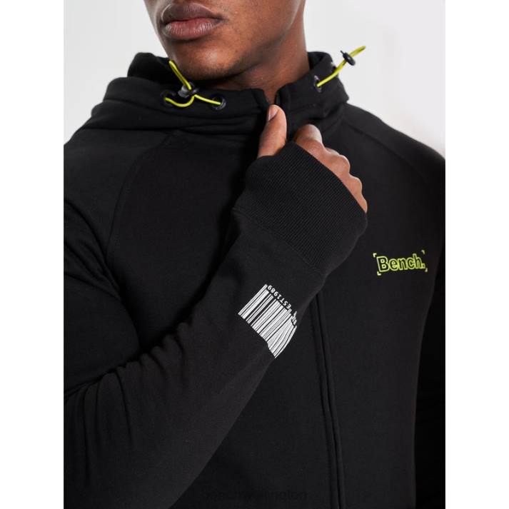 Bench Men Black LUCIAN Zip Through Sweat Hoodie 486062