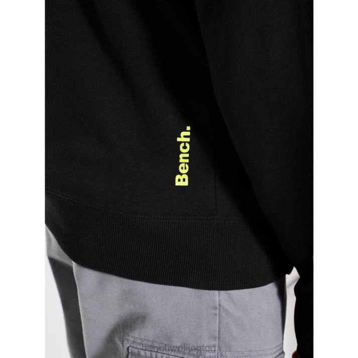 Bench Men Black LUCIAN Zip Through Sweat Hoodie 486062