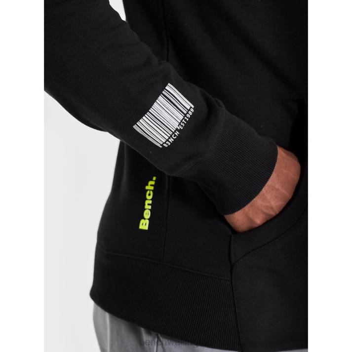 Bench Men Black LUCIAN Zip Through Sweat Hoodie 486062