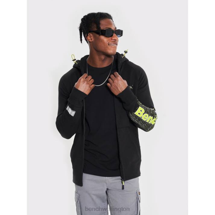Bench Men Black LUCIAN Zip Through Sweat Hoodie 486062