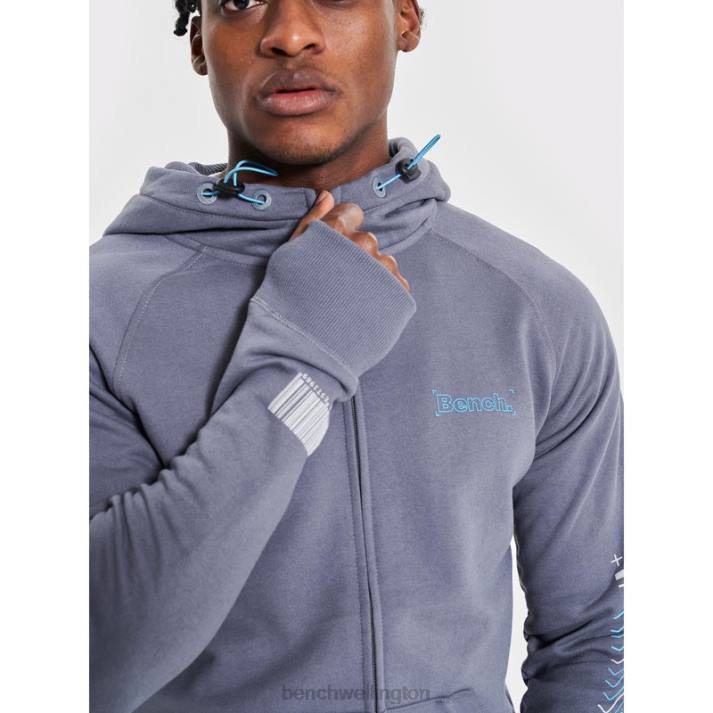 Bench Men Steel Grey LUCIAN Zip Through Sweat Hoodie 486061