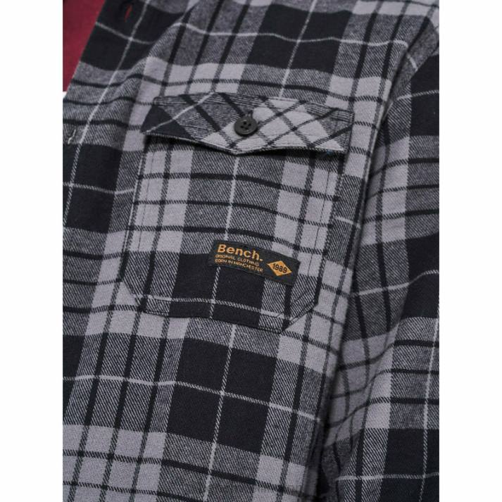 Bench Men Black/Charcoal Check CARLOW Flannel Shirt 486030
