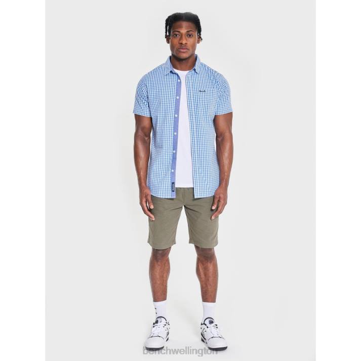 Bench Men Blue Check ESHER Short Sleeve Shirt 486026
