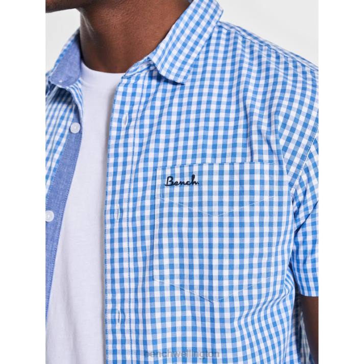 Bench Men Blue Check ESHER Short Sleeve Shirt 486026
