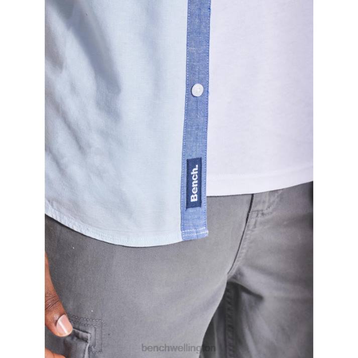 Bench Men Light Blue BOWDON Short Sleeve Shirt 486028