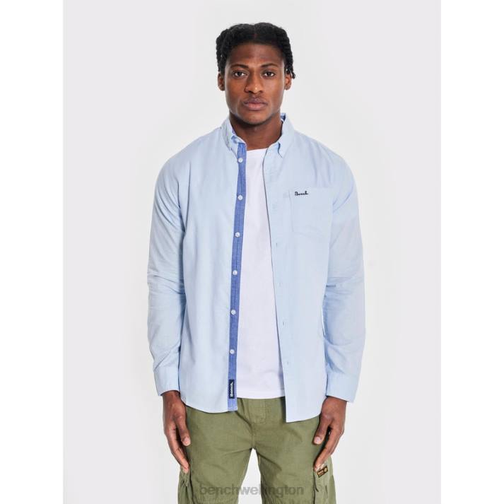 Bench Men Light Blue OXFORD Long Sleeve Shirt 486025