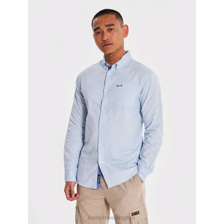 Bench Men Light Blue OXFORD Long Sleeve Shirt 486025