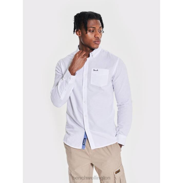 Bench Men White OXFORD Long Sleeve Shirt 486034