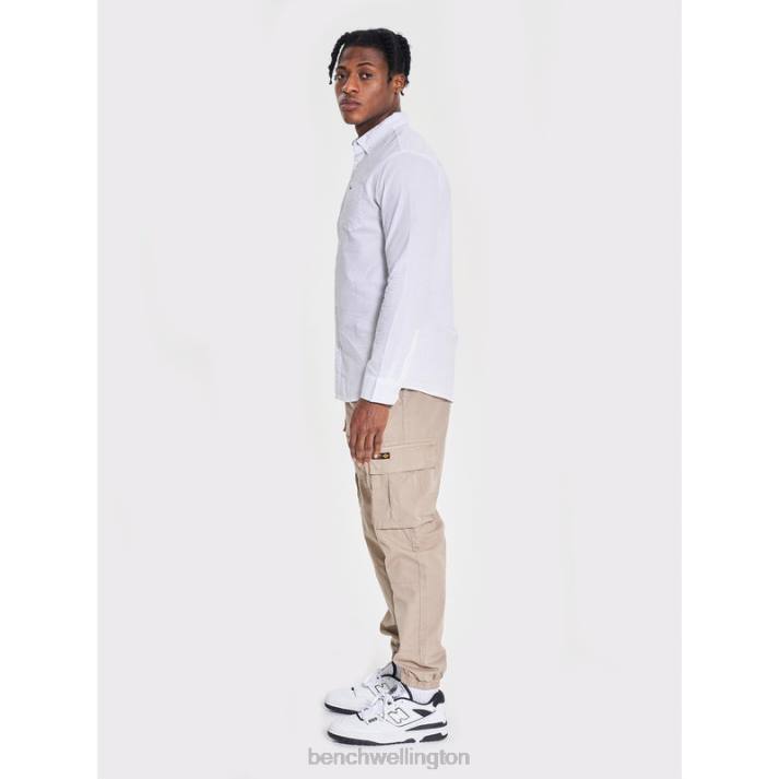 Bench Men White OXFORD Long Sleeve Shirt 486034