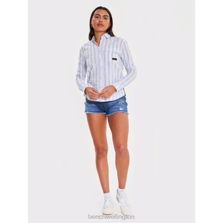 Bench Women Blue Stripe TELMA Long Sleeve Shirt 4860110