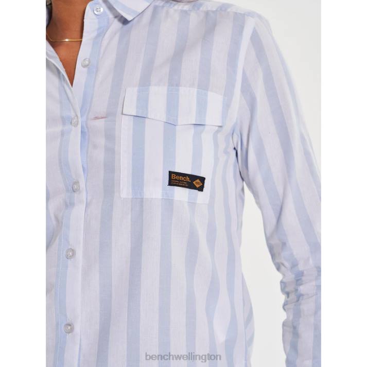 Bench Women Blue Stripe TELMA Long Sleeve Shirt 4860110