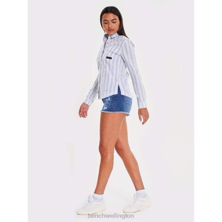 Bench Women Blue Stripe TELMA Long Sleeve Shirt 4860110
