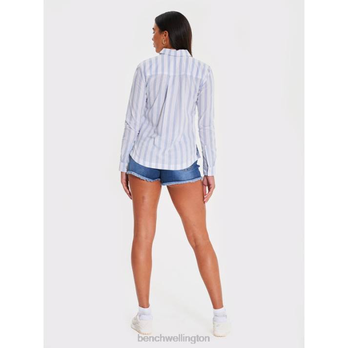 Bench Women Blue Stripe TELMA Long Sleeve Shirt 4860110